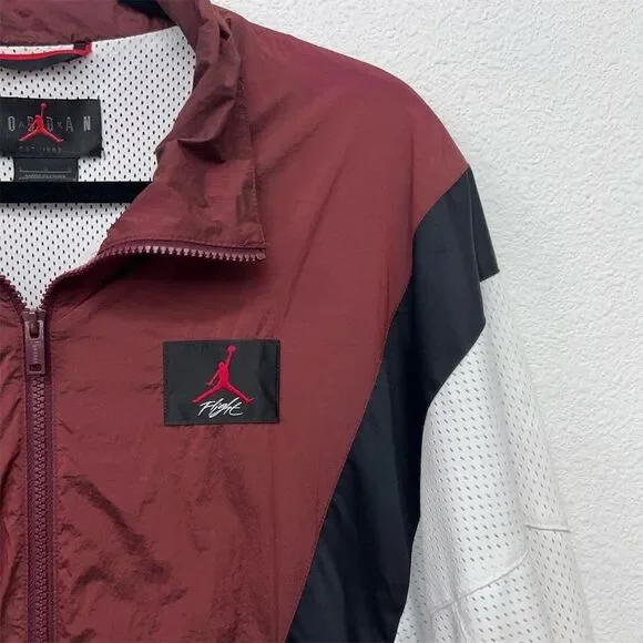 Nike Jordan II Jacket Men's Large Red/White Light Full Zip Flight Warm‎ Up